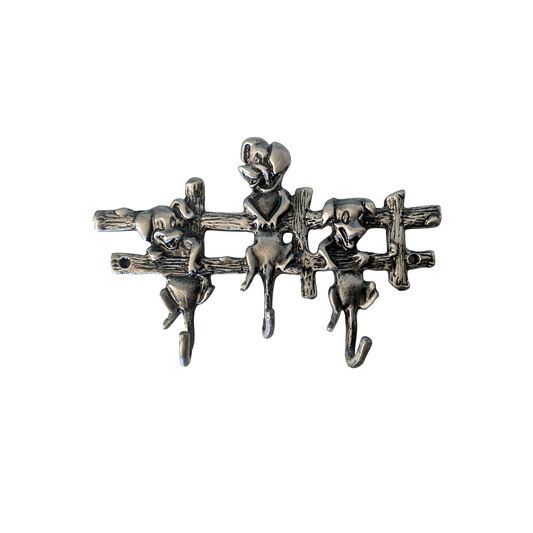 Pewter Playing Dogs Key Hanger